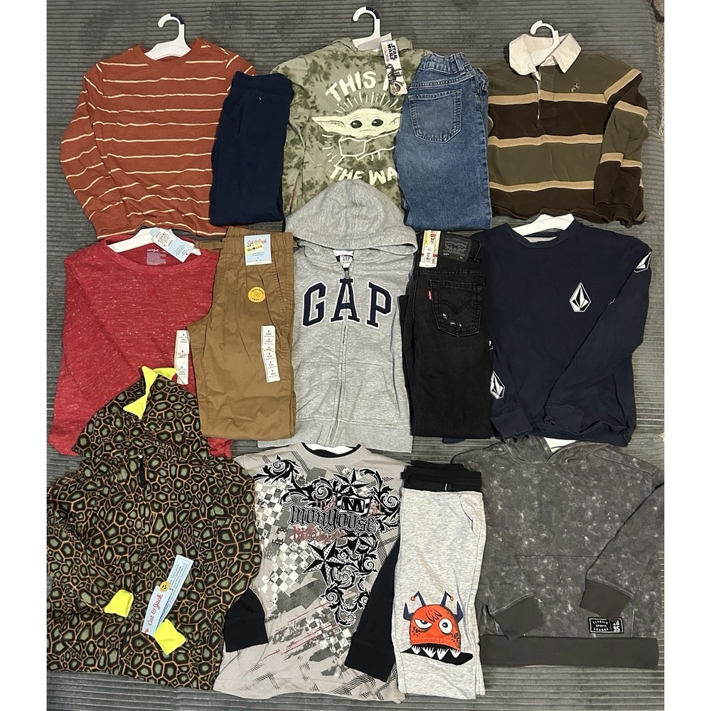 Huge Lot Boys Size 6/7 Clothes NEW &EC LEVIS Gap Jeans Jacket Winter Osh Kosh 6